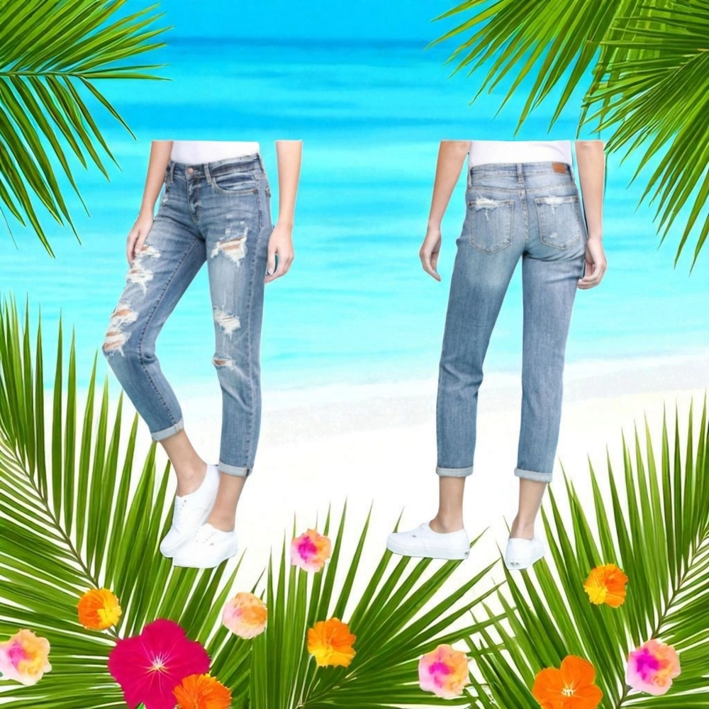 Judy Blue Distressed Mid Rise Confetti Paint Splatter Jeans Sz 5/27